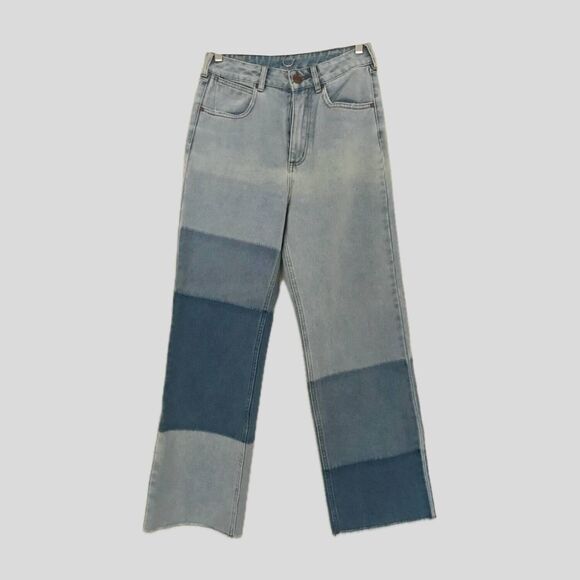 Wrangler Billabong Blue Patchwork Mid Rise Straight Leg Denim Jeans - 28 - Picture 1 of 9